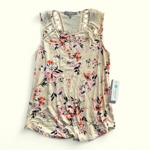 Floral Cream Tank Top NWT Size Petite Small